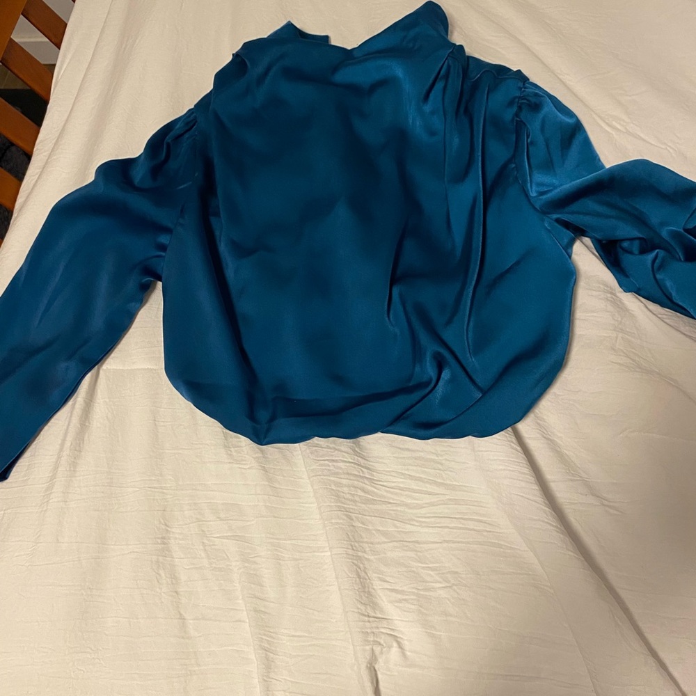 Elegant Blue Silk Women's Top